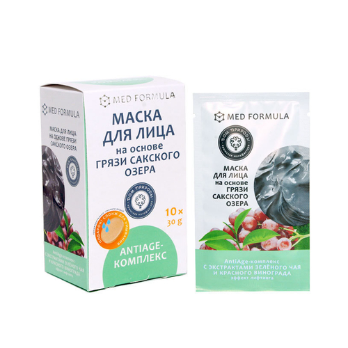 Маска для лица на основе Сакской грязи AntiAge-комплекс эффект лифтинга, 10 саше по 30 г (10,05 б)
