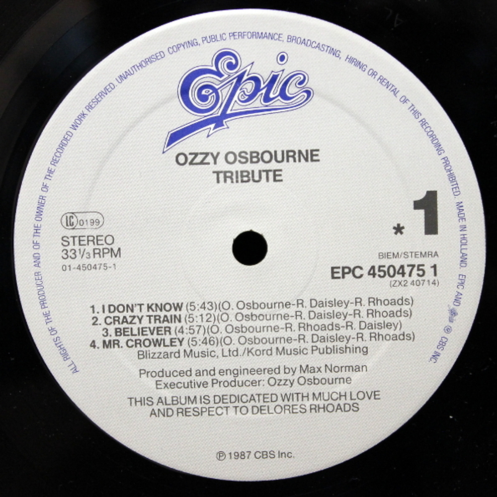 Ozzy Osbourne / Randy Rhoads Tribute (2LP)