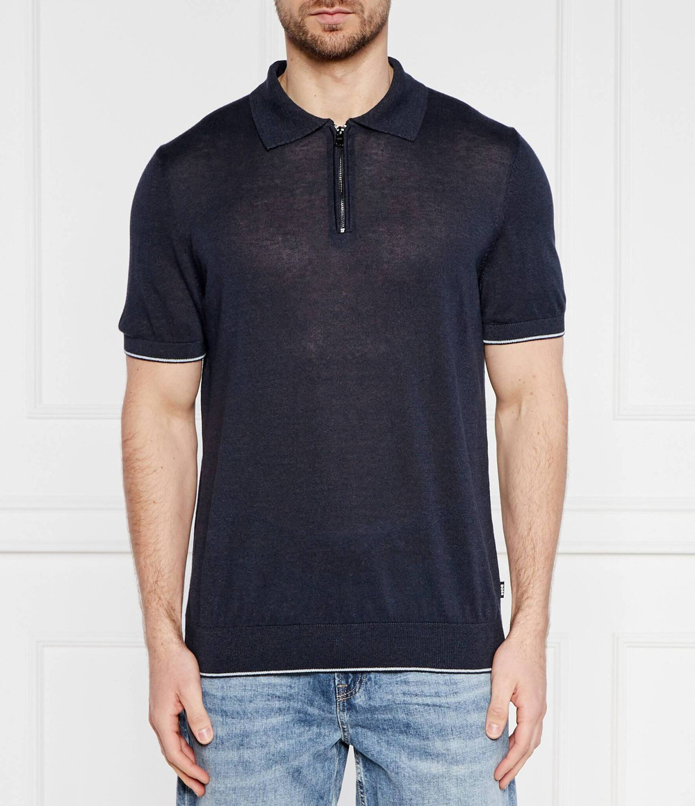 Льняное поло trieste BOSS BLACK - темно-синий(50511750)