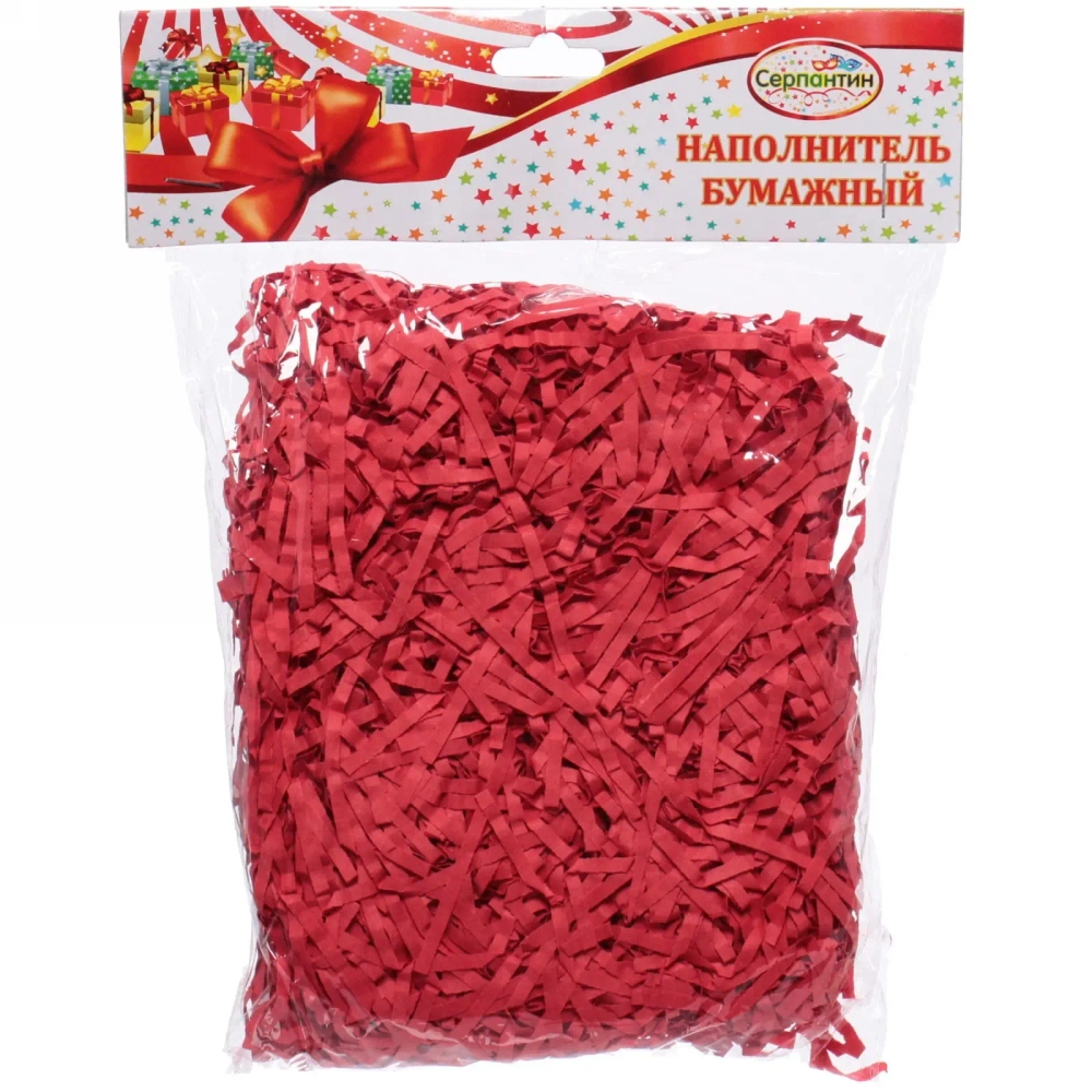 Наполнитель бумажный для подарков «Закат» 50г (гофре), красный