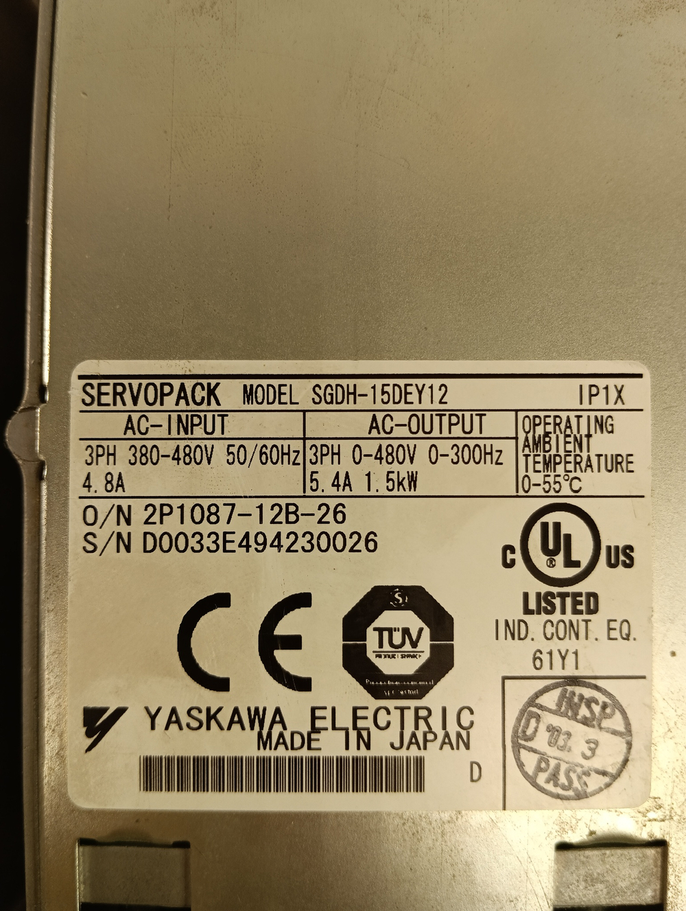 YASKAWA ELECTRIC SGDH-15DEY12 б/у
