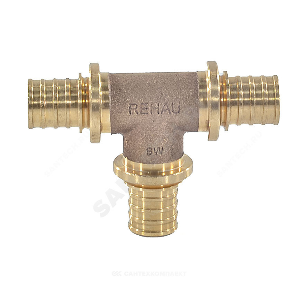 Тройник для PE-X труб аксиальный бронза Дн 32х32х32 RAUTITAN PLATINUM RX Rehau 14564531001