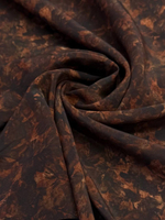Шелк креп бордово-коричневый с абстрактным принтом