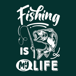 print PewPewCat рыбака Fishing is my life белый для темно-зеленой футболки