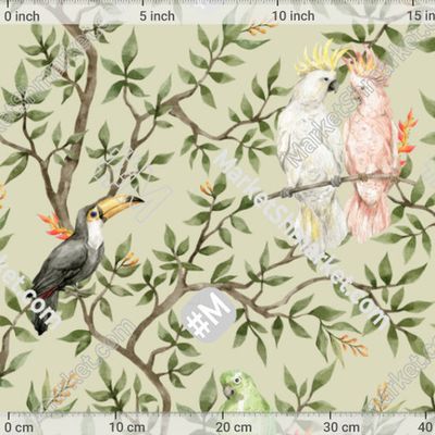 Тропические птицы, попугаи на дереве by KrekerKate 175 DPI