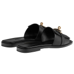 Hermes Giulia leather classic Shoe Buckle slippers Women's Black, H232129Z 02