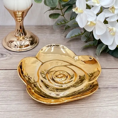 Подставка керамическая «GOLD Podarok», пион, цвет золото, 17*17см (упаковка индив. пленка)