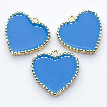 Подвеска Сердце, цвет золото+голубой, размер 16*16 мм, цена за 1 шт