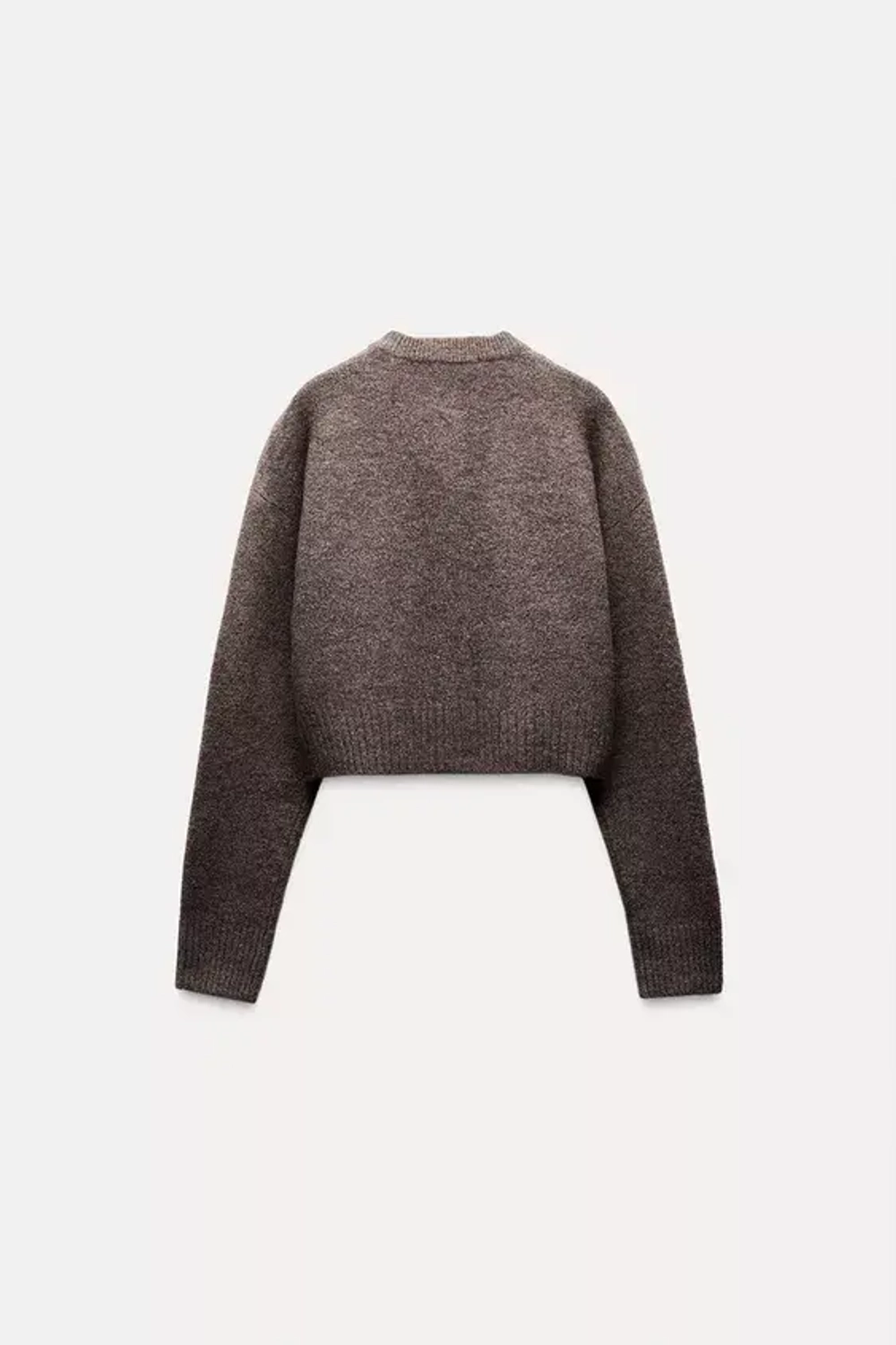 ZARA КАРДИГАН ИЗ МЯГКОЙ ТКАНИ, КОРИЧНЕВЫЙ С МЕЛАНЖЕВЫМ ЭФФЕКТОМ