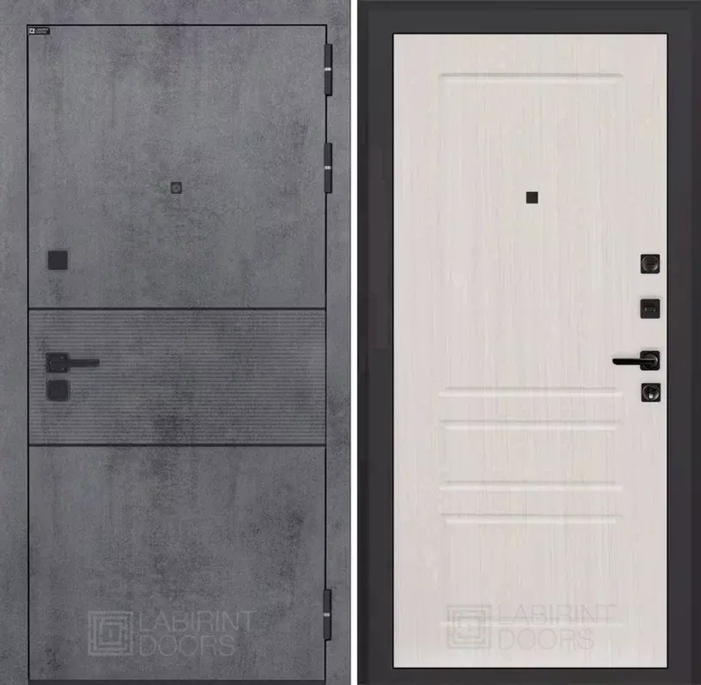 Входная металлическая дверь Лабиринт INFINITY (ИНФИНИТИ) Бетон темный / 03 Сандал белый