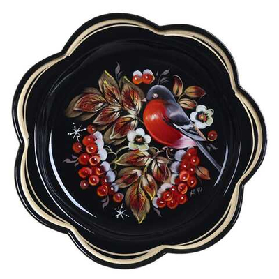 Жостовский поднос декоративный, размер 18 см (A1), металлический