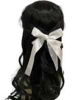 Заколка школьная "Белый бант" для девочек.  Тип заколки автомат Цвет серебро