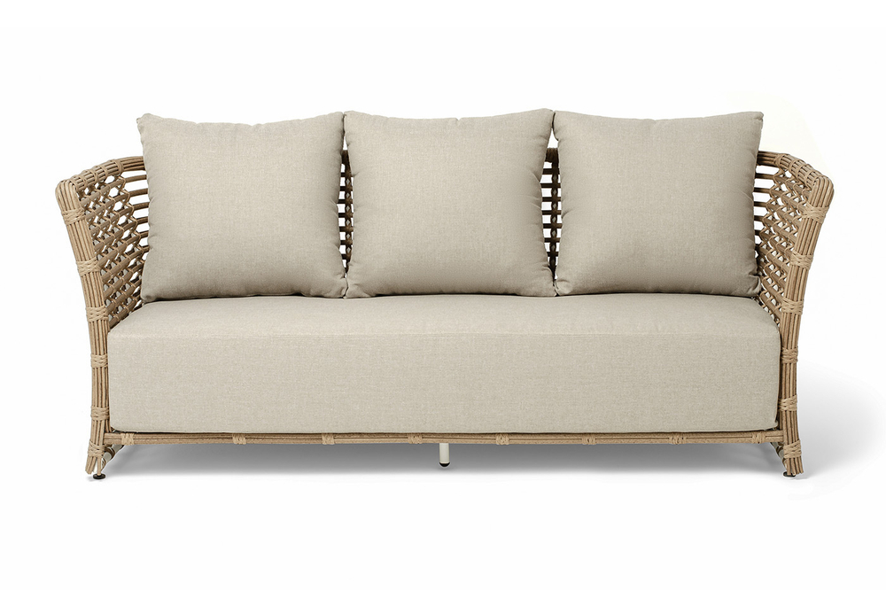 "Валенсия" диван из искусственного ротанга трехместный, цвет соломенный