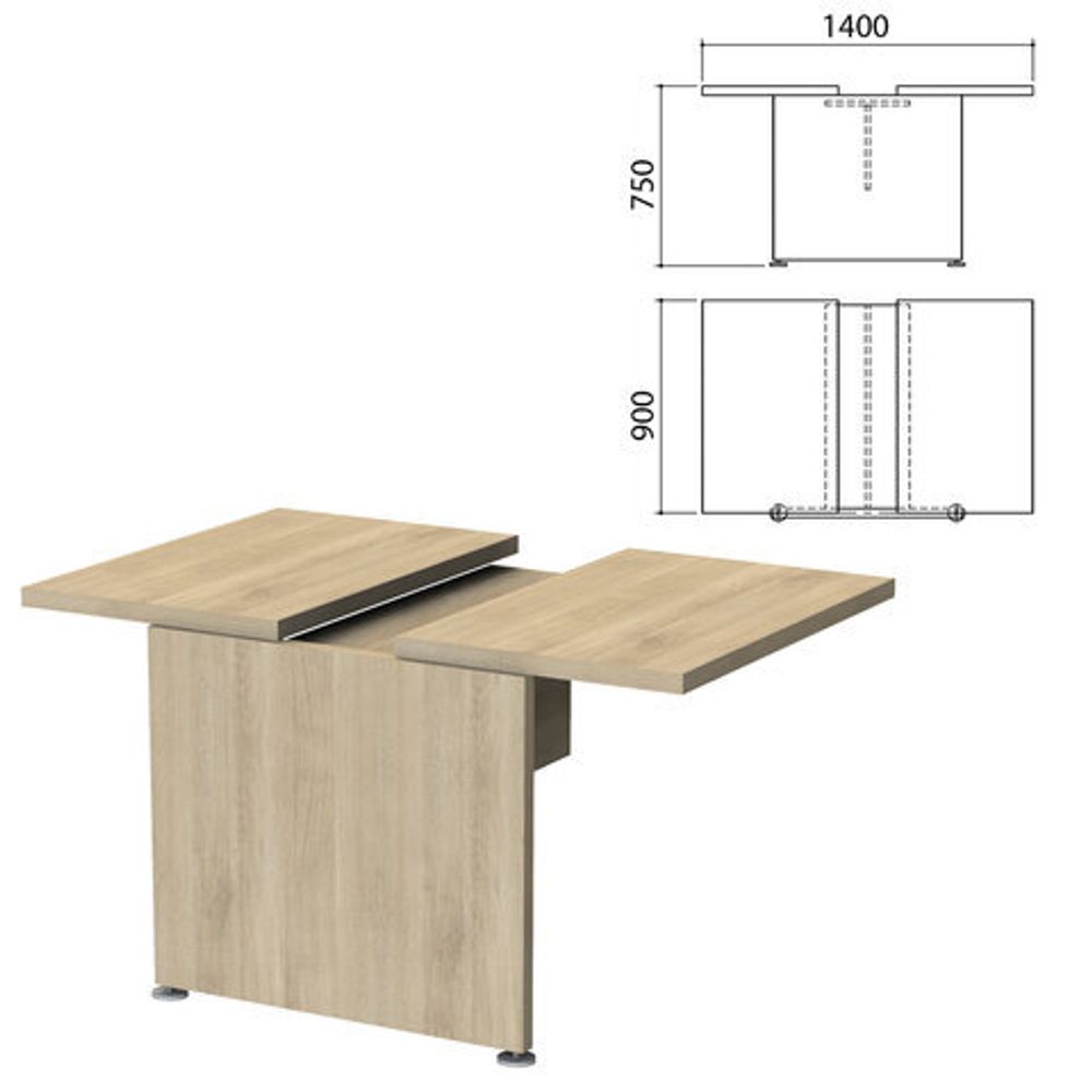Модуль стола для переговоров &quot;Приоритет&quot; 1400х900х750, кронберг (КОМПЛЕКТ)