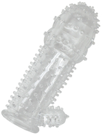 Насадка на пенис с пупырышками и стимулирующим отростком из серии PENIS XL (Цвет: прозрачный)