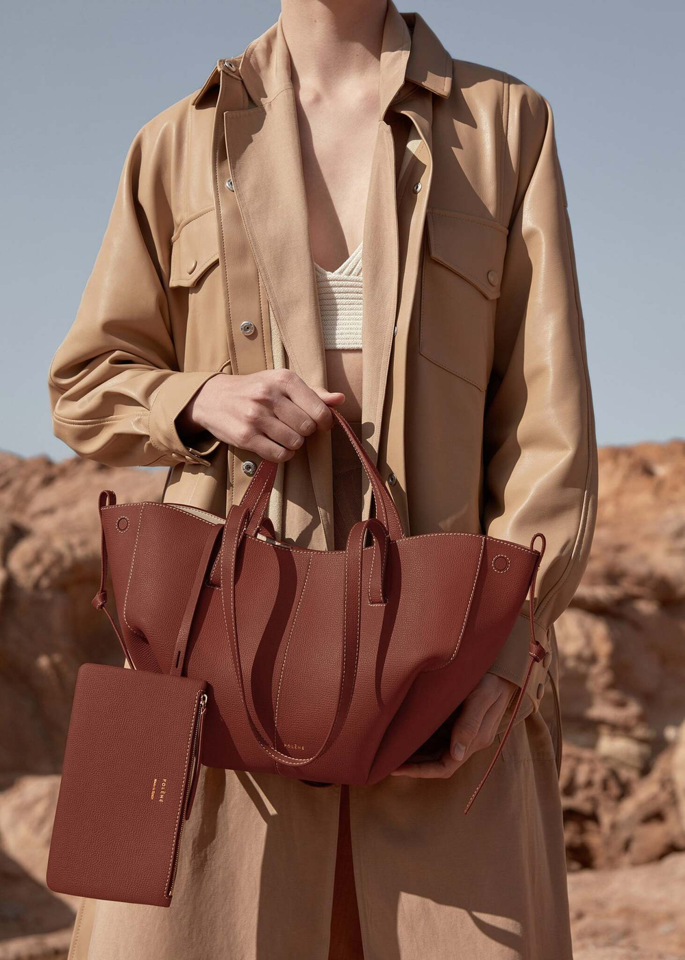 Сумка Polene Cyme Mini EDITION TEXTURED COGNAC