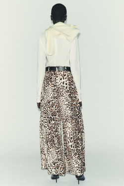 ZARA ШИРОКИЕ БРЮКИ ИЗ АТЛАСА С РЕМНЕМ, ЛЕОПАРДОВЫЙ