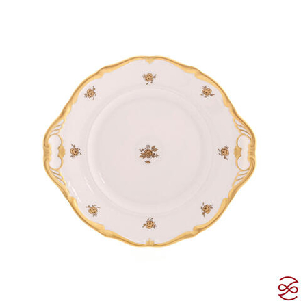 Тарелка для торта Queen's Crown Золотая роза 27 см