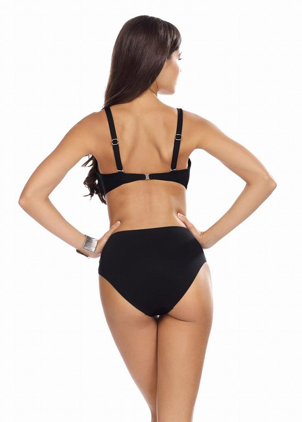 Раздельный купальник: лиф с декором и высокие плавки (Размер: 80/40) (Цвет: черный)