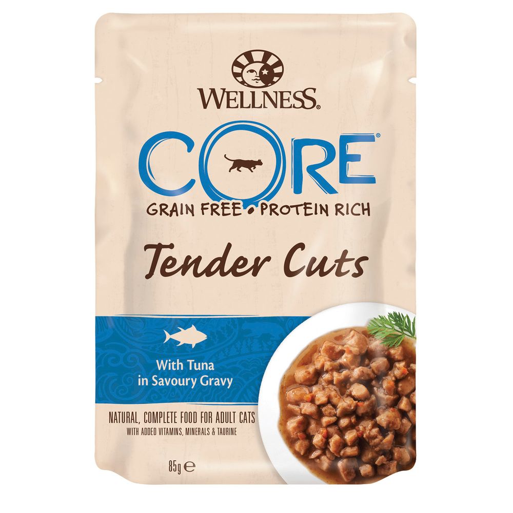 CORE TENDER CUTS паучи из тунца в виде нарезки в соусе для кошек 85 г