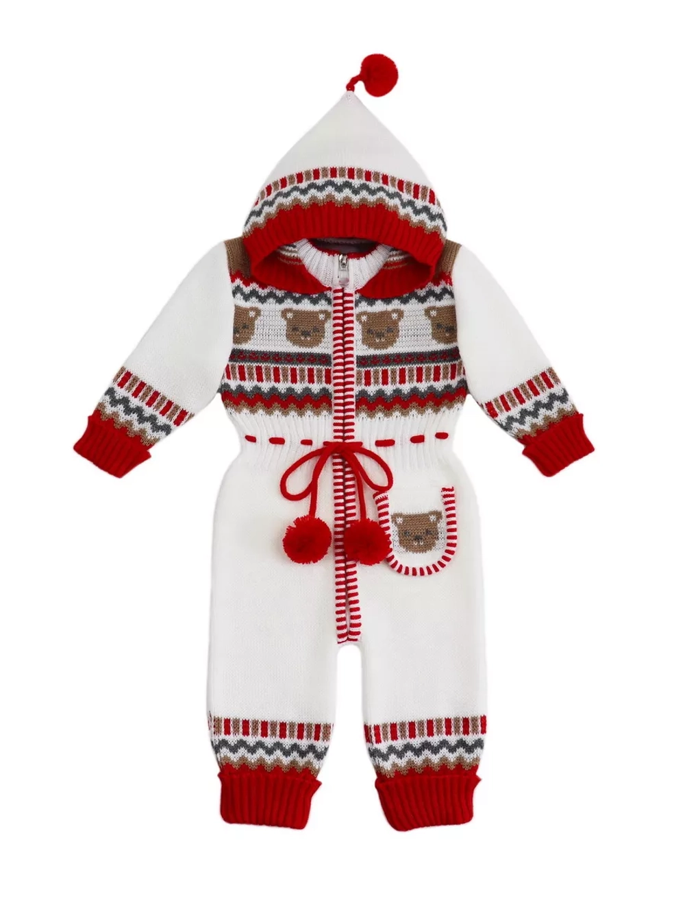 Вязаный комбинезон для новорожденных и малышей на молнии