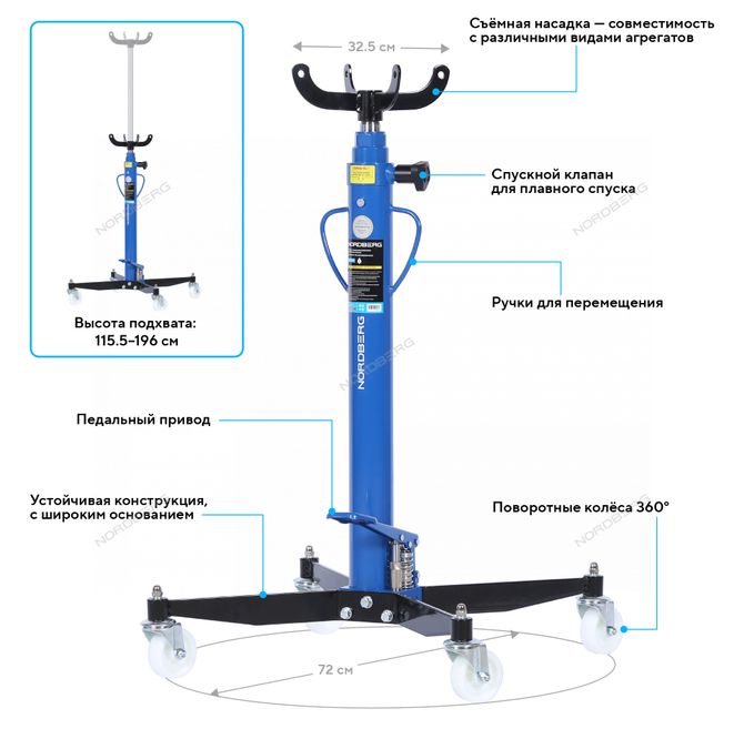 NORDBERG (N3410T) Стойка трансмиссионная, 1 т, синяя