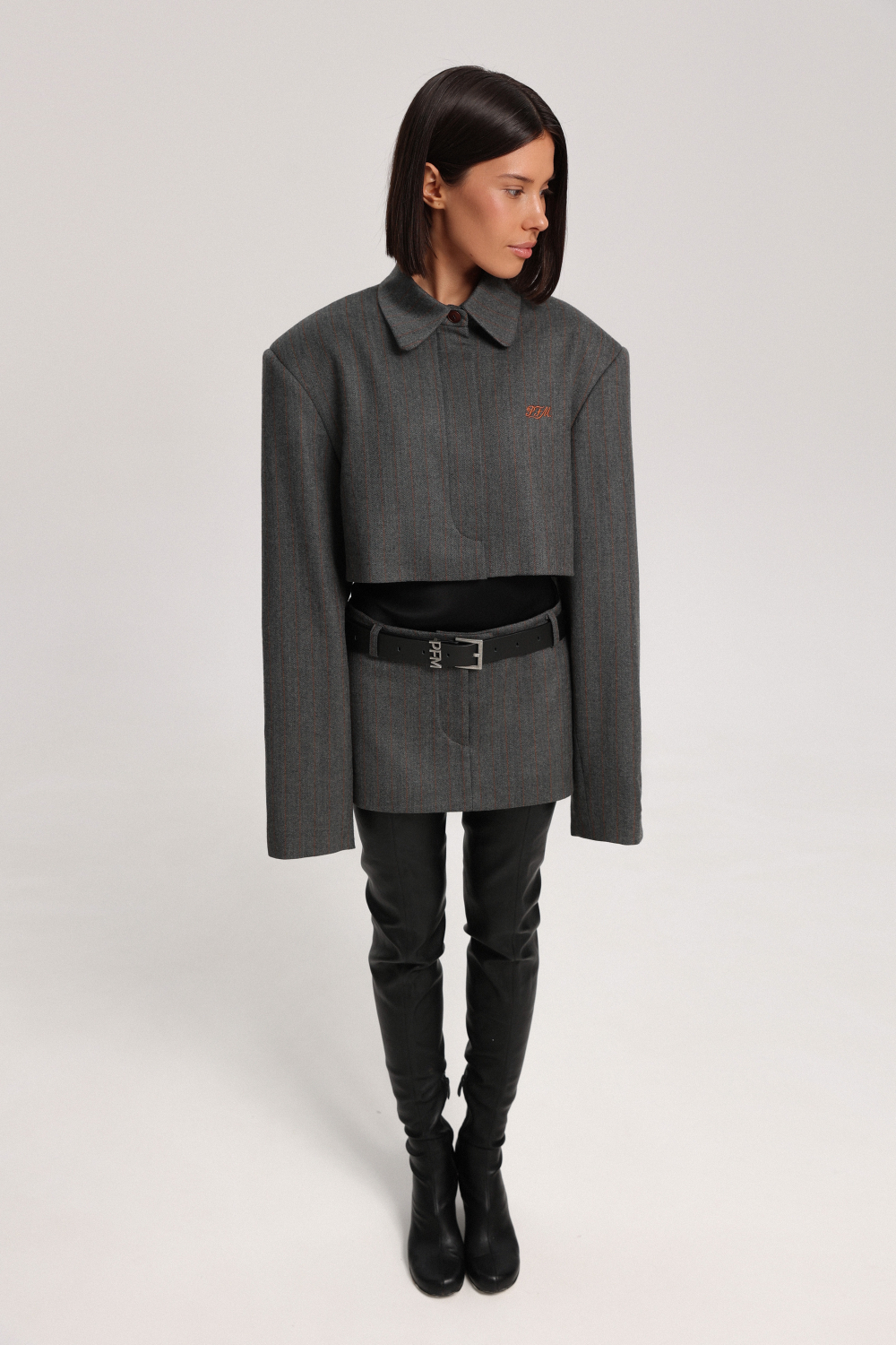 Жакет в полоску укороченный