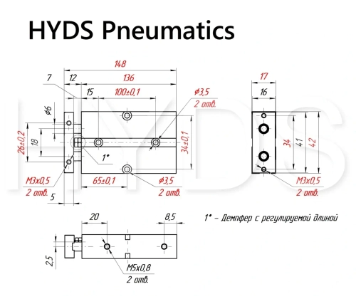 TN 10x90-S Пневмоцилиндр двухпоршневой