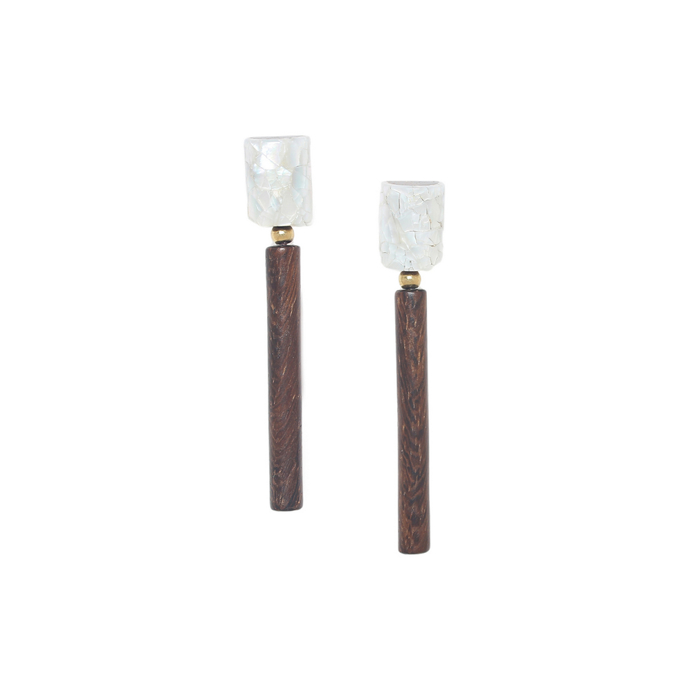 Серьги Nature Bijoux, Okawa, с перламутром и деревом роблес, NB26.1-12-90595 (коричневый)