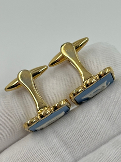 Запонки голубые с лошадьми Wedgwood