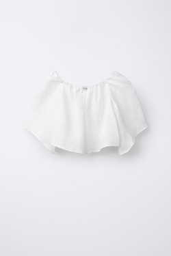 ZARA ЛЬНЯНОЙ ТОП, БЕЛЫЙ