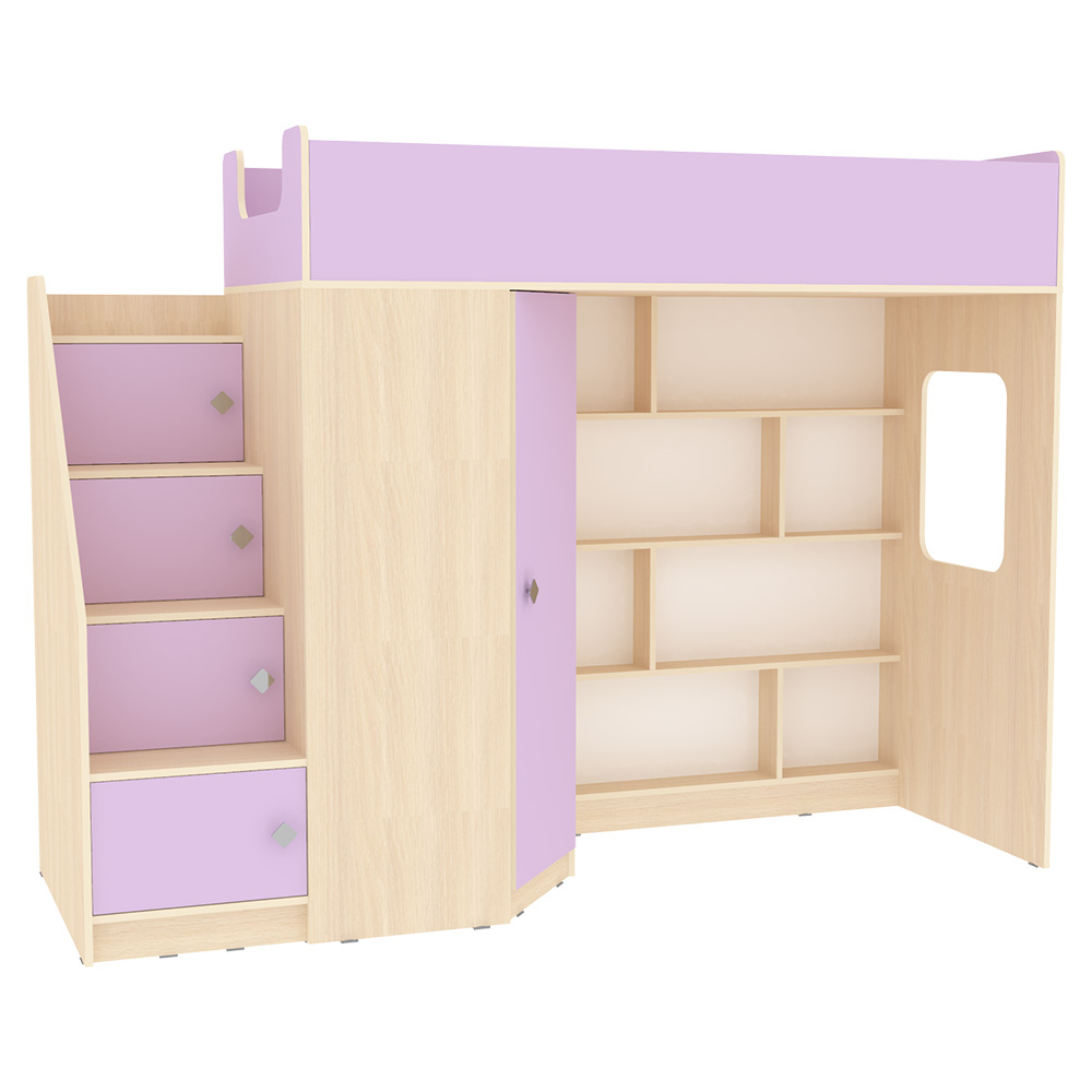 Кровать-чердак КарИВи Л-В602.3 75x175  Дуб Молочный Ирис