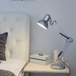 TLI-221 SILVER E27 Светильник настольный. Цоколь Е27. 60W. Механический выключатель. Серебристый. ТМ Uniel