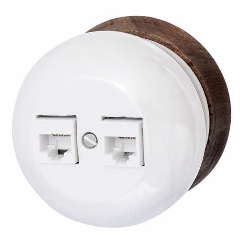 Розетка RJ45 компютерная двойная Фаберже, керамика, цвет перламутр B2-302-010/18