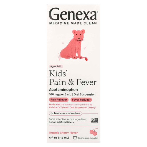 Genexa, Kids 'Pain & Fever, для детей 2–11 лет, органическая вишня, 118 мл (4 жидк. унц.)