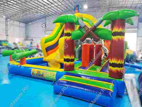 Надувной водный батут с бассейном «Туземец» размер 6,5*6*5 м