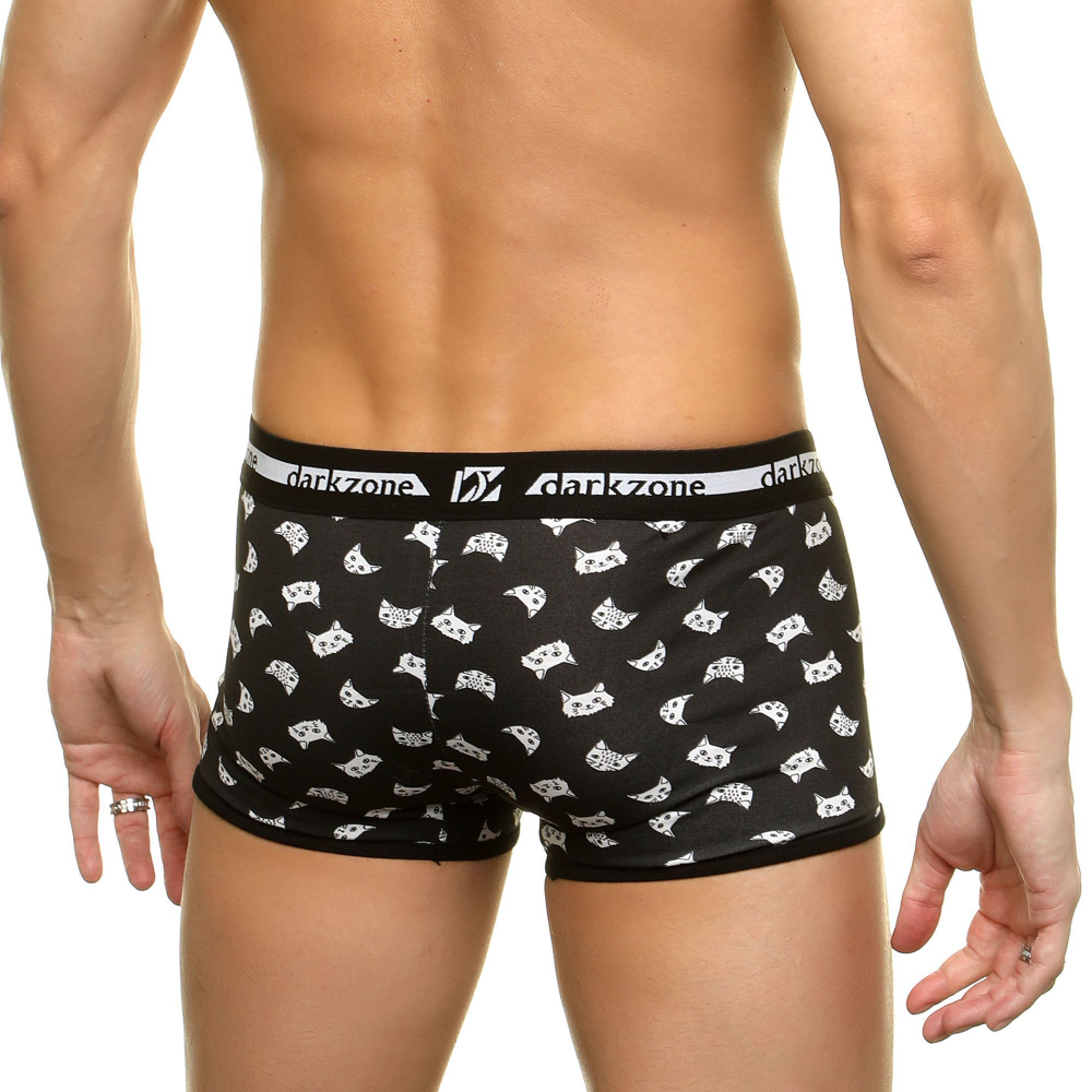 Черные трусы-боксеры с принтом в виде котиков (Размер: L) (Цвет: черный)