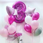 Шар (40"/102 см) Цифра, 3, Фуше, 1 шт. в упак.