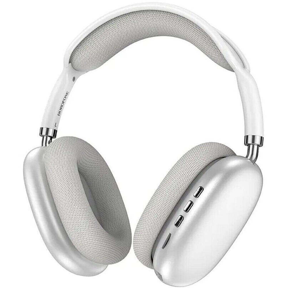 Наушники полноразмерные Borofone BO22 Elegant, беспроводные, bluetooth 5.3, AUX, цвет: серебряный