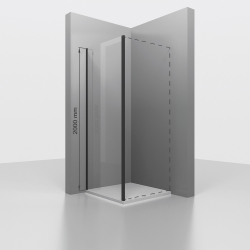 Боковая панель к душевому углу из стекла, универсальная RGW Z-050-3B черная (Прозрачное, 1000)