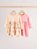 Платье для девочки Next E65-155, 2 шт., Бежевый, Розовый