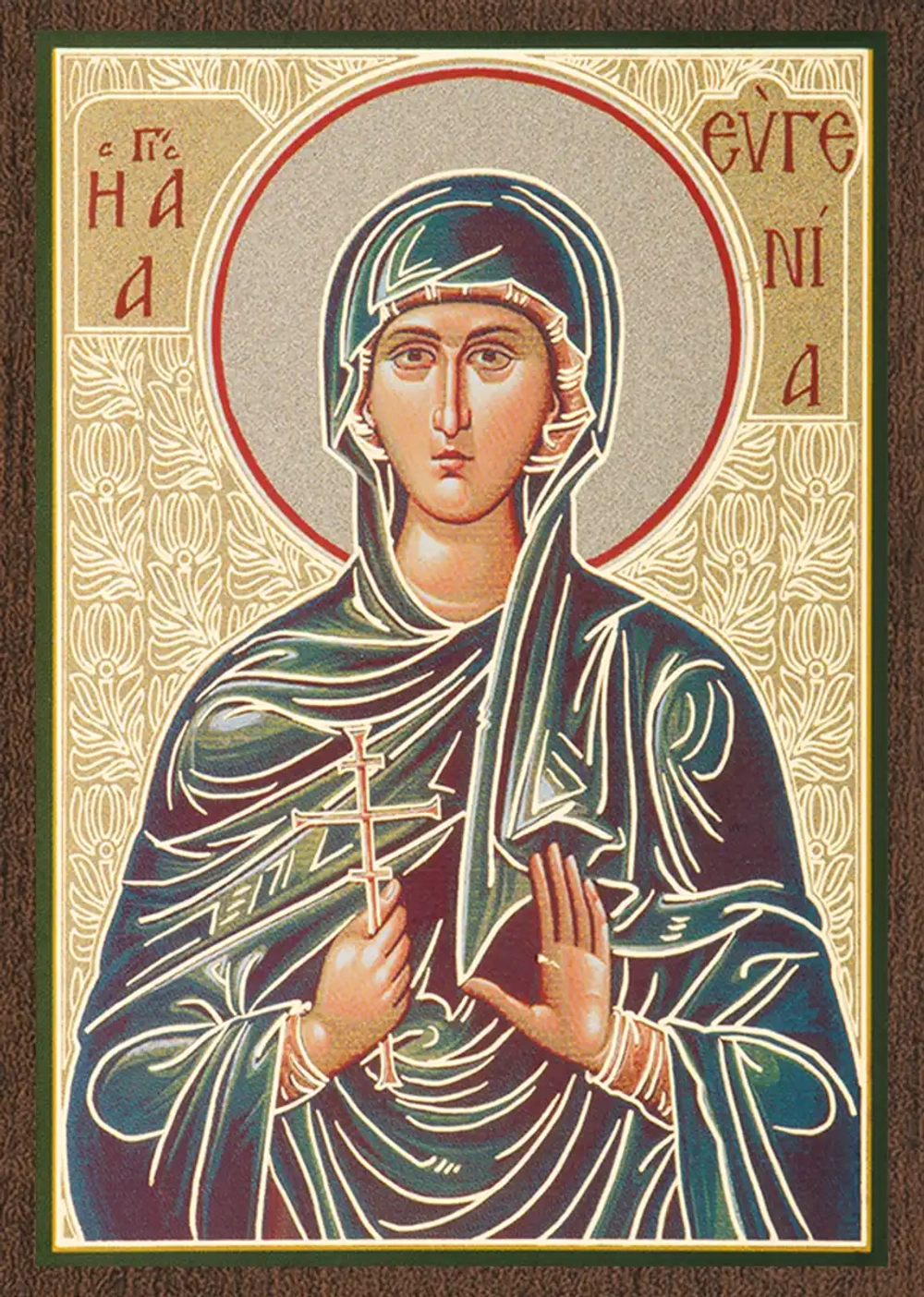 Икона "Евгения Римская" 6х9 на МДФ-6