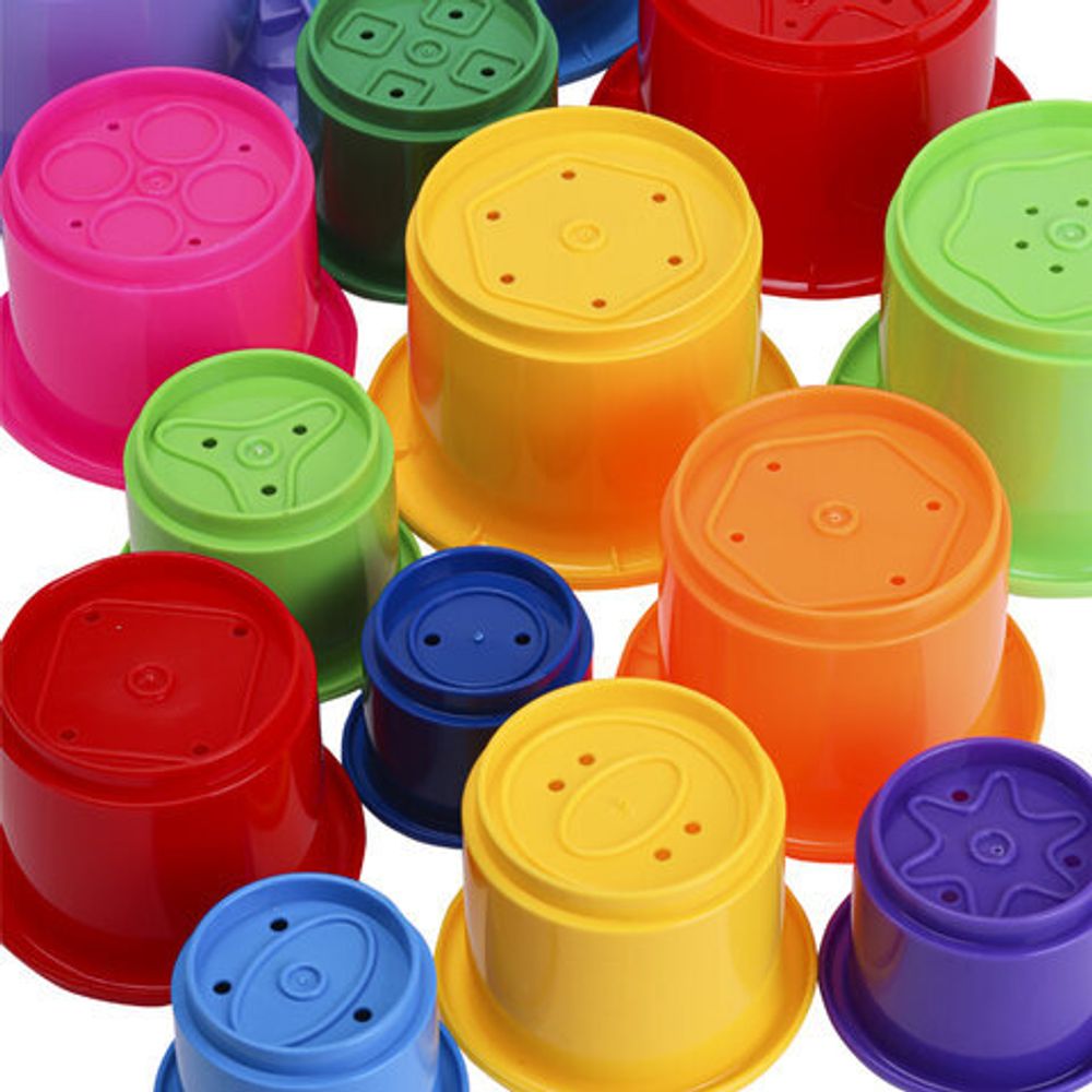 Пирамидка пластиковая "Радужная", большая, высота 64 см, 14 разноцветных форм, РЫЖИЙ КОТ, И-0352