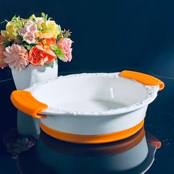 Lenardi 142-136 Круглое блюдо для запекания 26х22,5х6см с силикон.ручками в под.уп.(х12)Фарфор