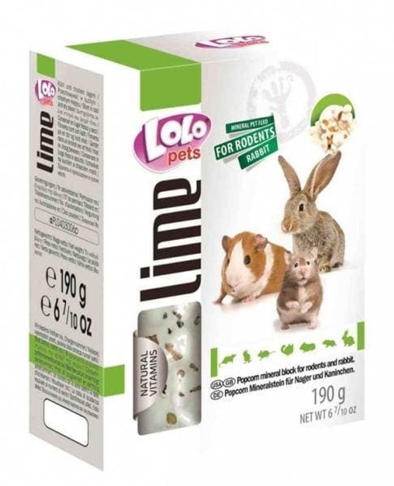 LoLo PETS Минеральный камень для грызунов и кроликов с крекерами XL 190г