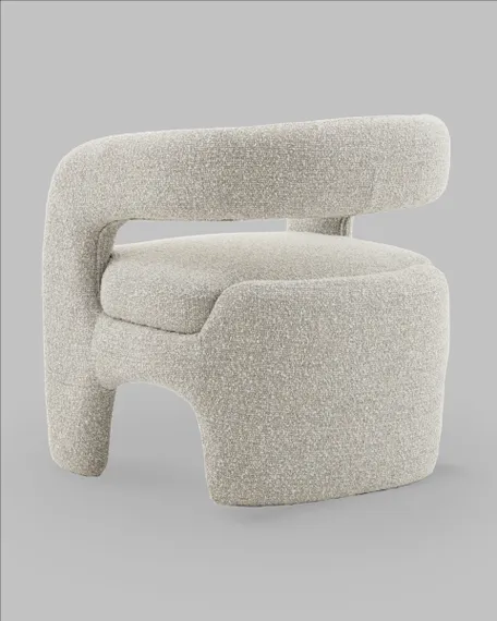 Лаунж-кресло Boon, серебристое букле