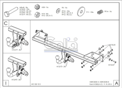 Оцинкованный фаркоп на Mercedes A-Class w176 дорестайлинг 2012-2015, Mercedes B-Class w246 2012-2019 (без электрики), Galia M128C