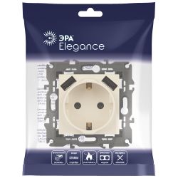 Розетка ЭРА Elegance 14-4109-02 2P+E 16A-250В штор. с 2xUSB 5В-3А слоновая кость