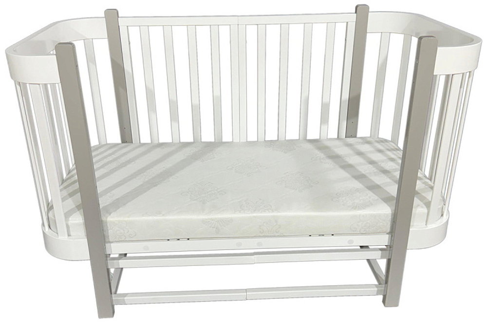Детская кроватка Антел Nezabudka продольный маятник 3 в 1 белый/серый