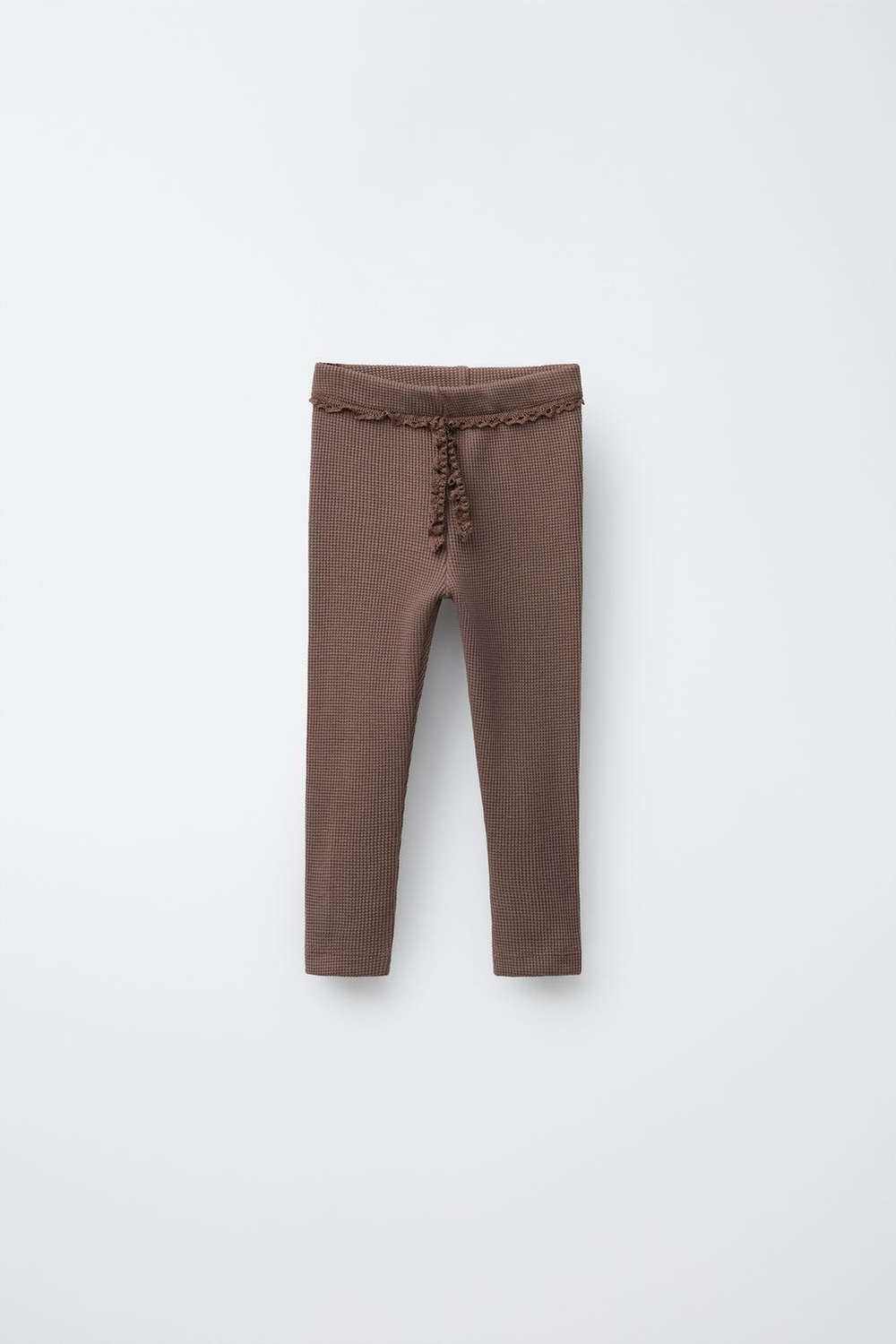 ZARA ЛЕГИНСЫ С КРУЖЕВОМ, ШОКОЛАДНЫЙ